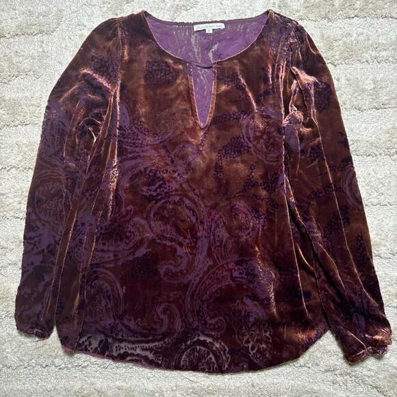 Johnny Was Venetian Keyhole Velvet Blouse - Picture 2 of 7